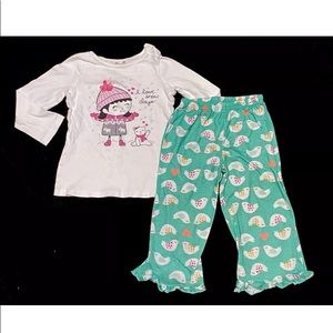 loose fit pajama pants long sleeve top 24M 2T set